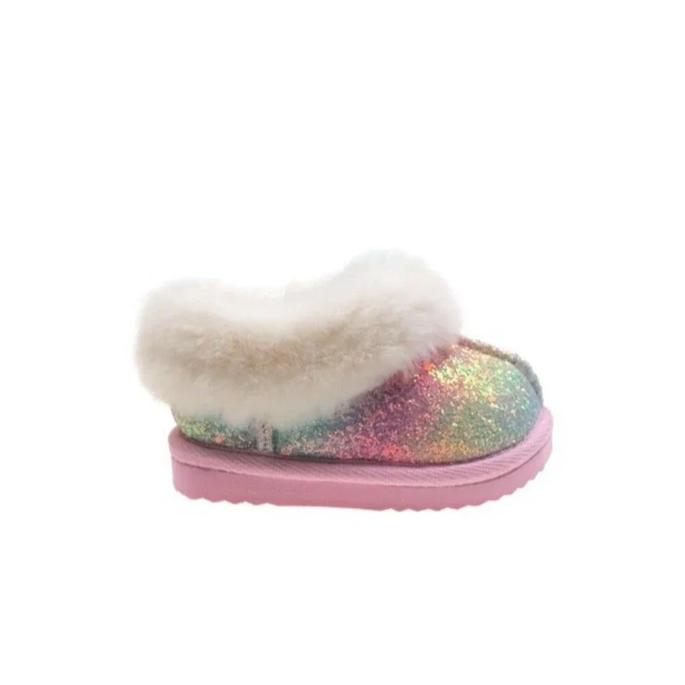 Sparkly pink Multicolor Baby Booties slippers toddler girl size 2,3,5 shoes